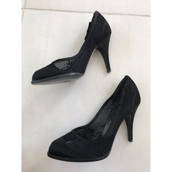 Philosophy di Alberta Ferretti Lace Satin Pumps Heels Black FLAWS - Picture 4 of 11
